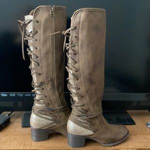 Tall brown with gold glitter boots!  New without box, never worn
